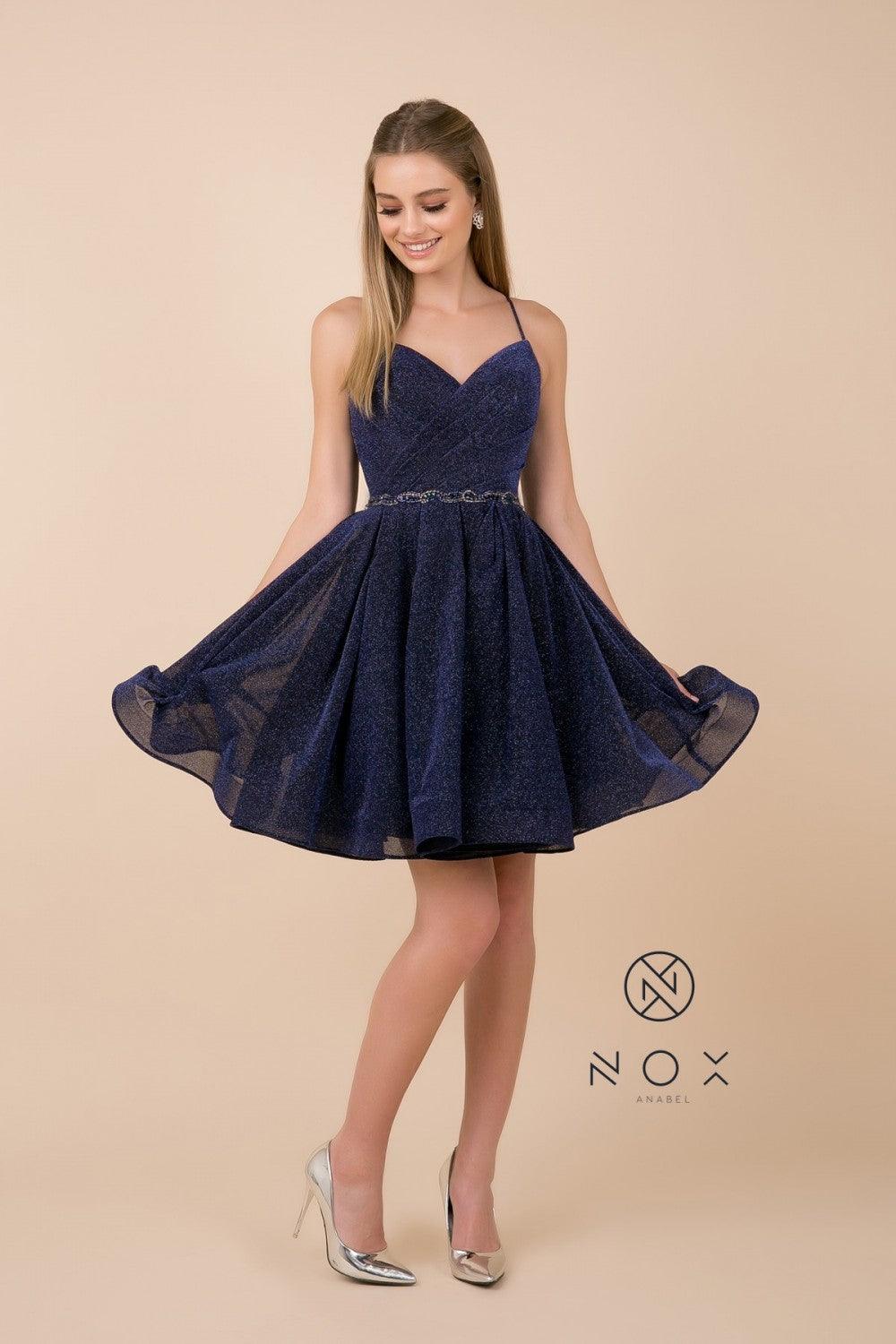 Short Prom Dress Spaghetti Straps Homecoming - The Dress Outlet Nox Anabel