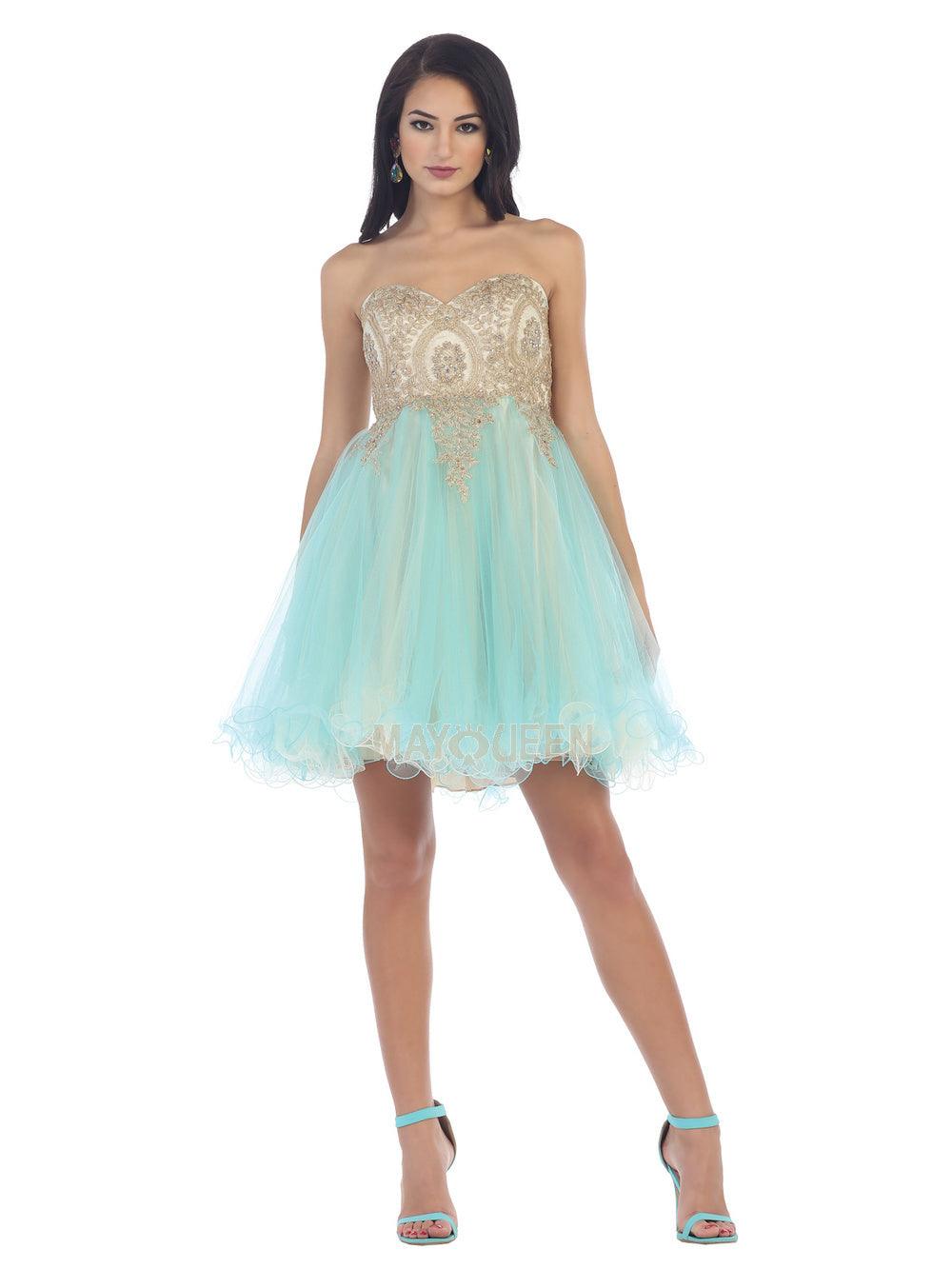 Short Prom Dress Strapless Homecoming - The Dress Outlet May Queen