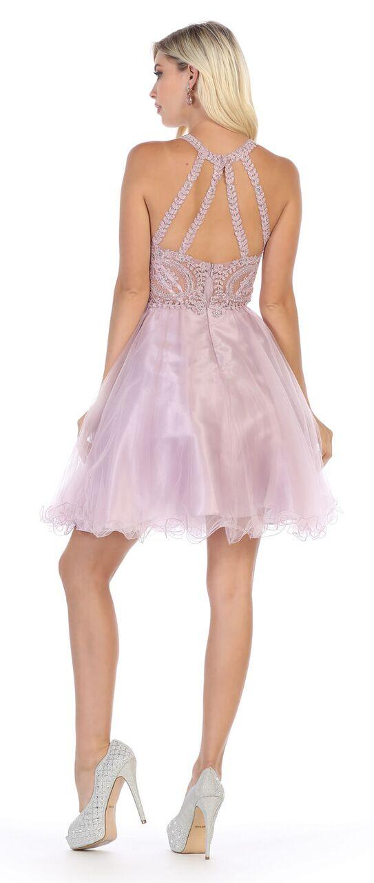 Short Prom Halter Neck Homecoming Dress - The Dress Outlet May Queen
