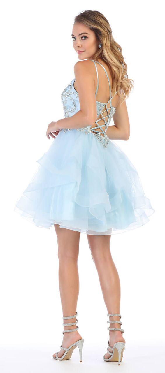 Short Prom Short Dress with Ruffled Skirt - The Dress Outlet May Queen