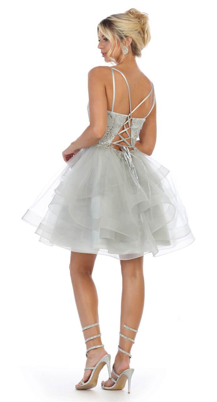 Short Prom Short Dress with Ruffled Skirt - The Dress Outlet May Queen