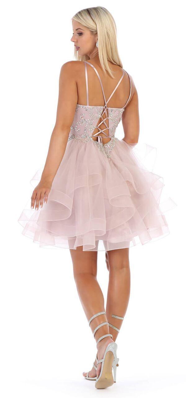 Short Prom Short Dress with Ruffled Skirt - The Dress Outlet May Queen