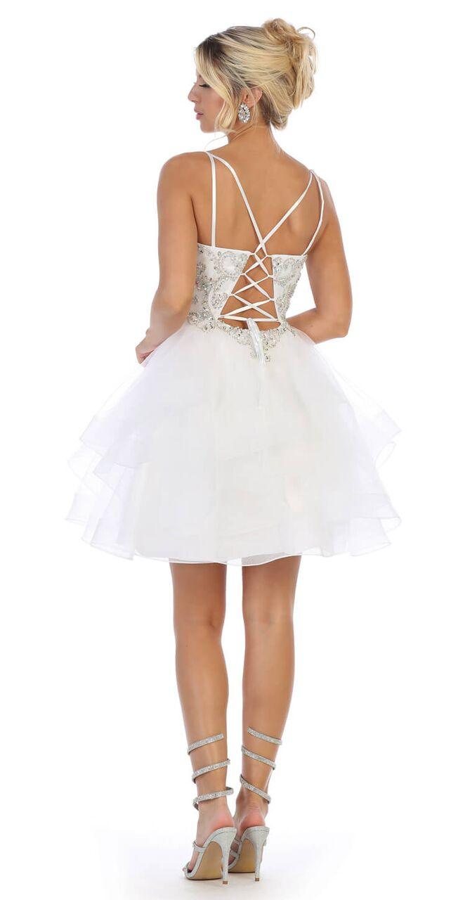 Short Prom Short Dress with Ruffled Skirt - The Dress Outlet May Queen