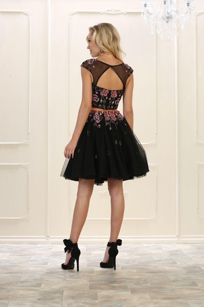 Short Prom Two Piece Set Dress Homecoming - The Dress Outlet May Queen