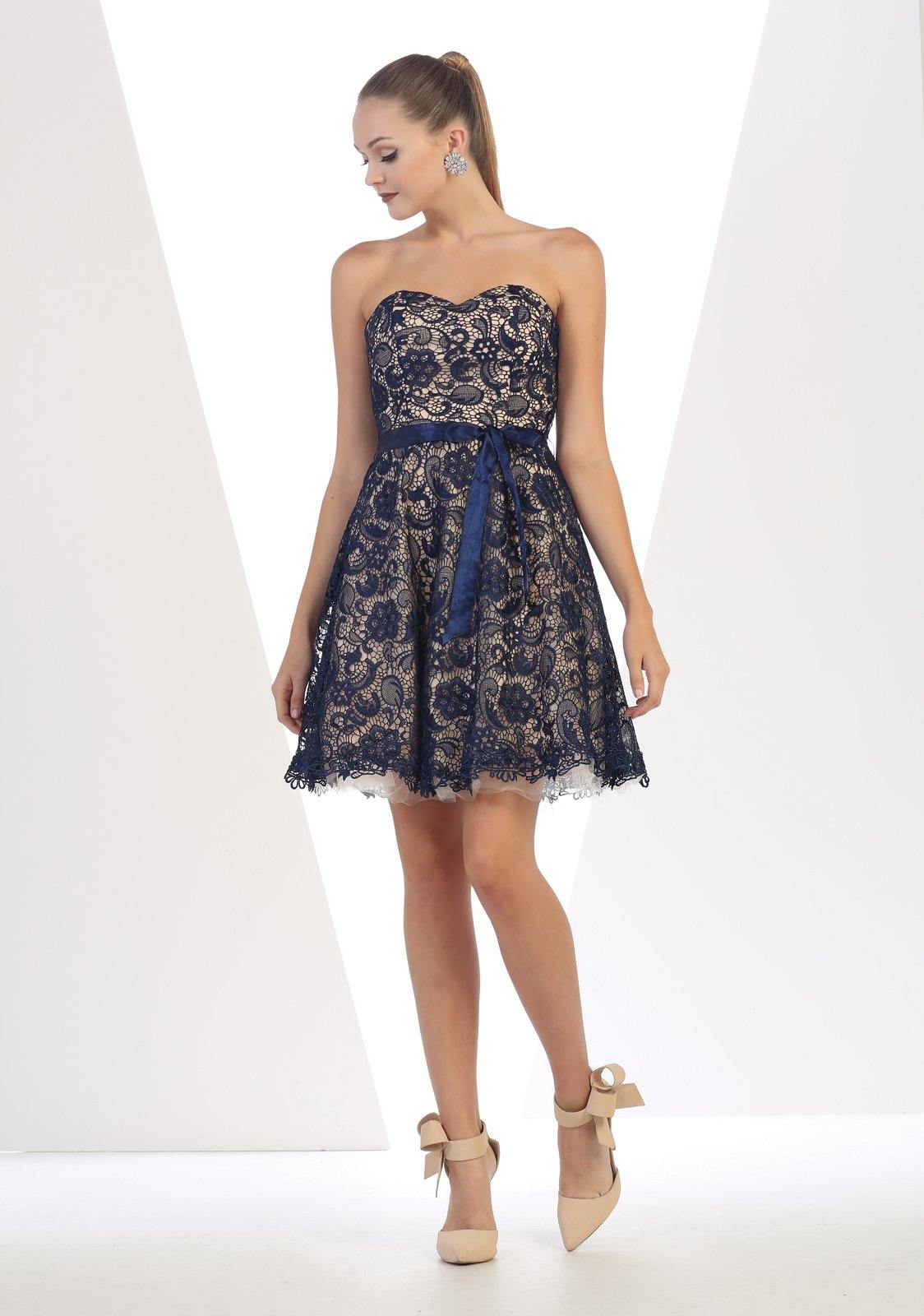 Short Strapless Dress Formal Cocktail - The Dress Outlet May Queen