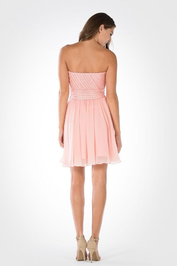 Pink Sweetheart Short Chiffon Cocktail Dress Sequined Poly USA 7716