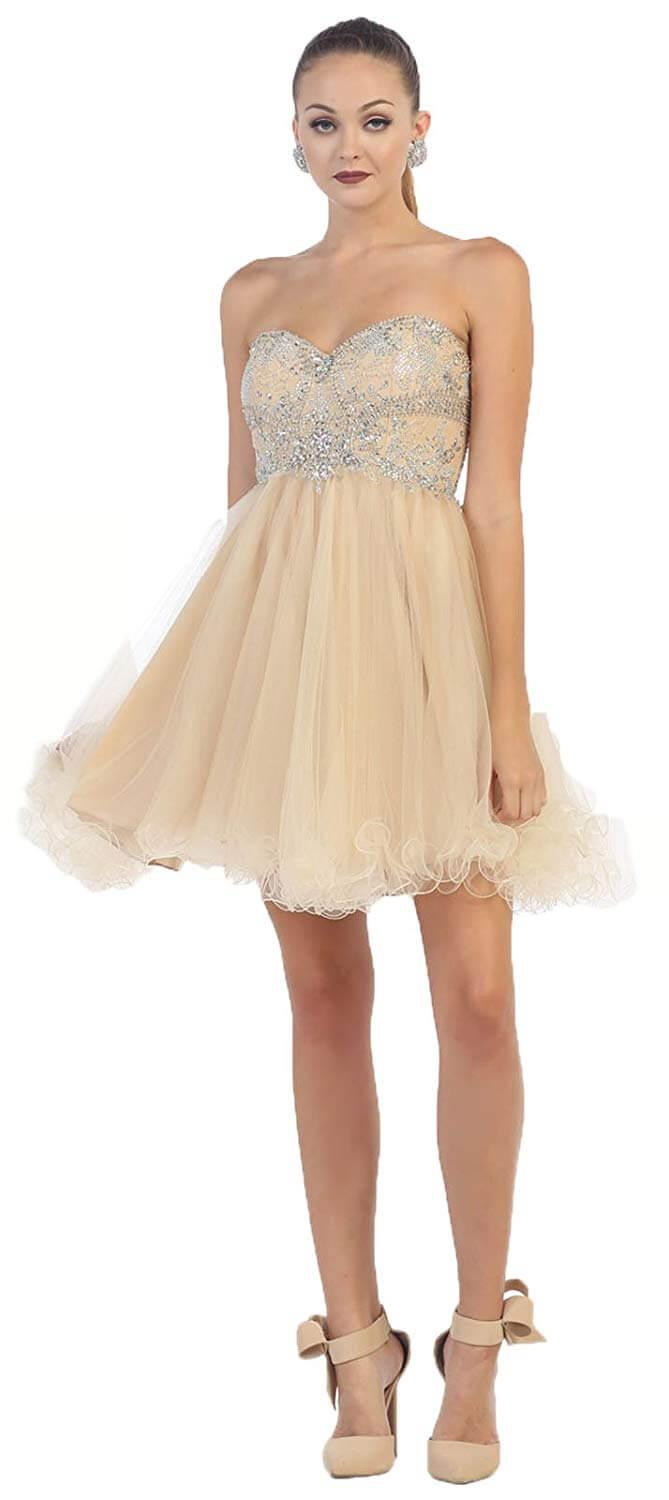 Short Strapless Homecoming Prom Dress - The Dress Outlet May Queen