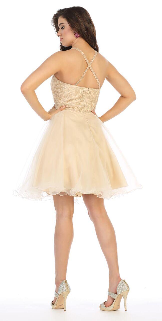 Short Tulle Halter Plus Size Prom Cocktail Party Dress - The Dress Outlet May Queen