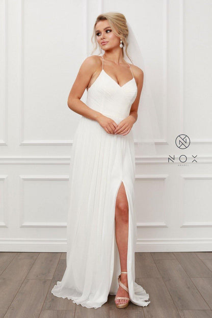 Simple Formal Long White Dress - The Dress Outlet