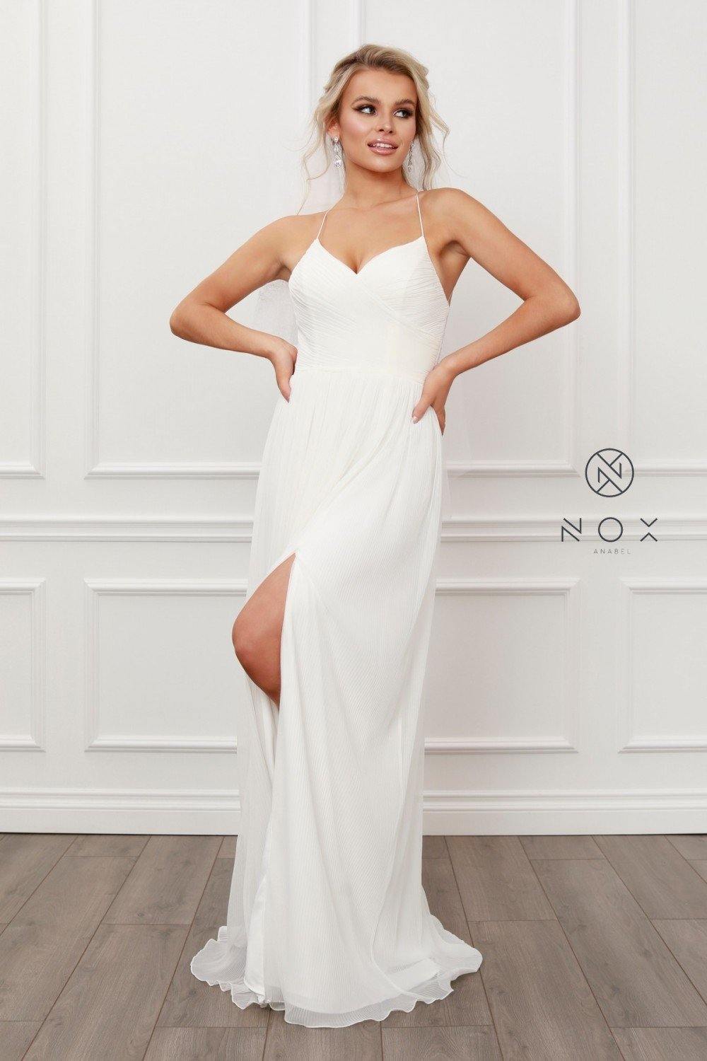 Simple Formal Long White Dress - The Dress Outlet