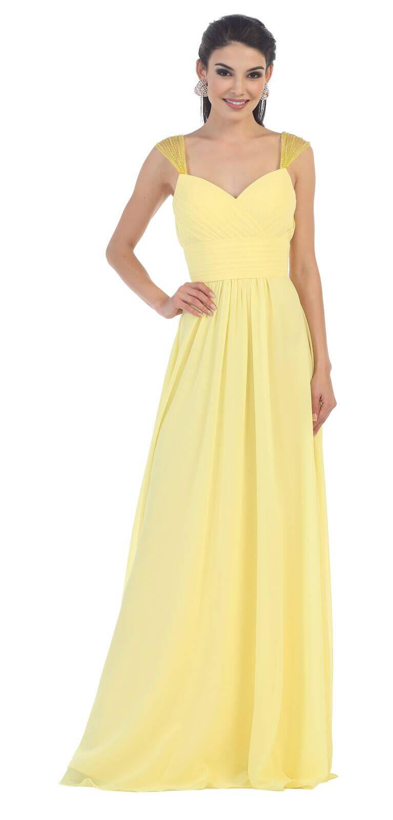 Simple Long Formal Plus Size Bridesmaids Dress - The Dress Outlet May Queen