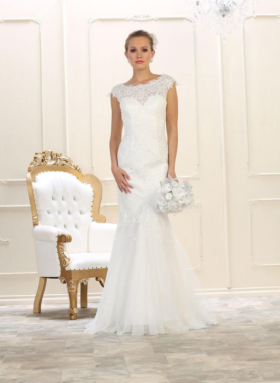 Simple Long Plus Size Wedding Dress - The Dress Outlet May Queen