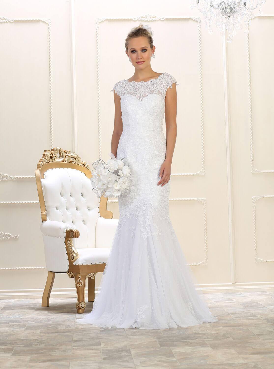 Simple Long Plus Size Wedding Dress - The Dress Outlet May Queen