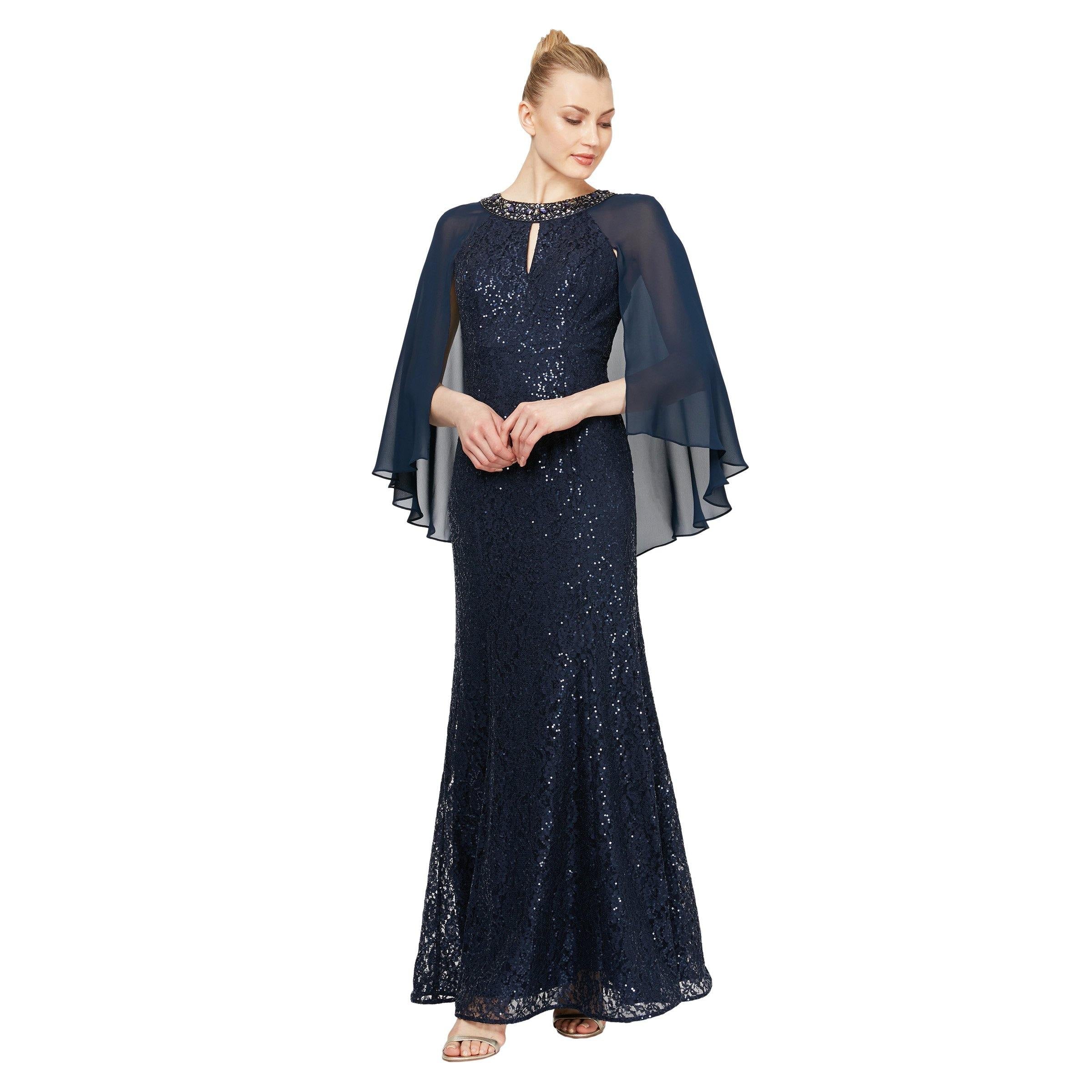 Black SL Fashions 3936M Long Mother of the Bride Dress
