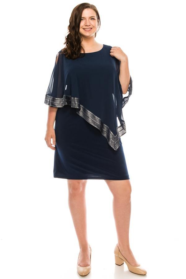 SL Fashions Short Plus Size Chiffon Dress 611176 - The Dress Outlet