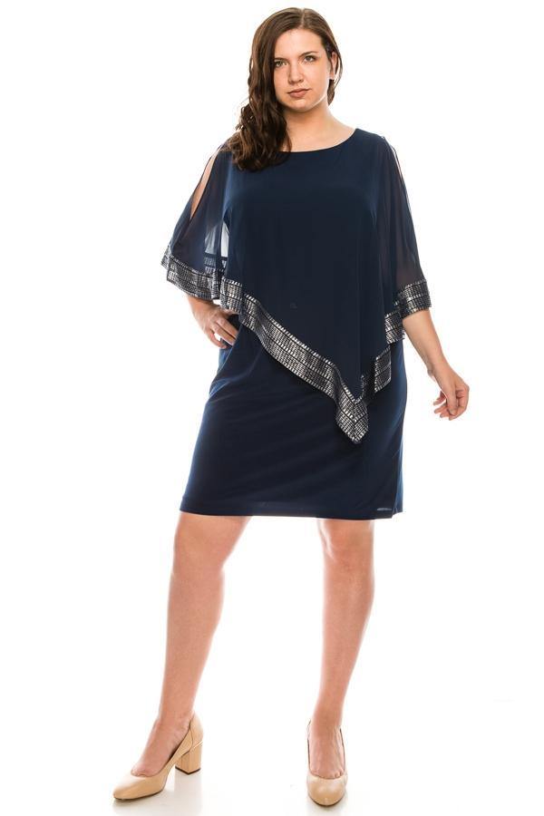 SL Fashions Short Plus Size Chiffon Dress 611176 - The Dress Outlet