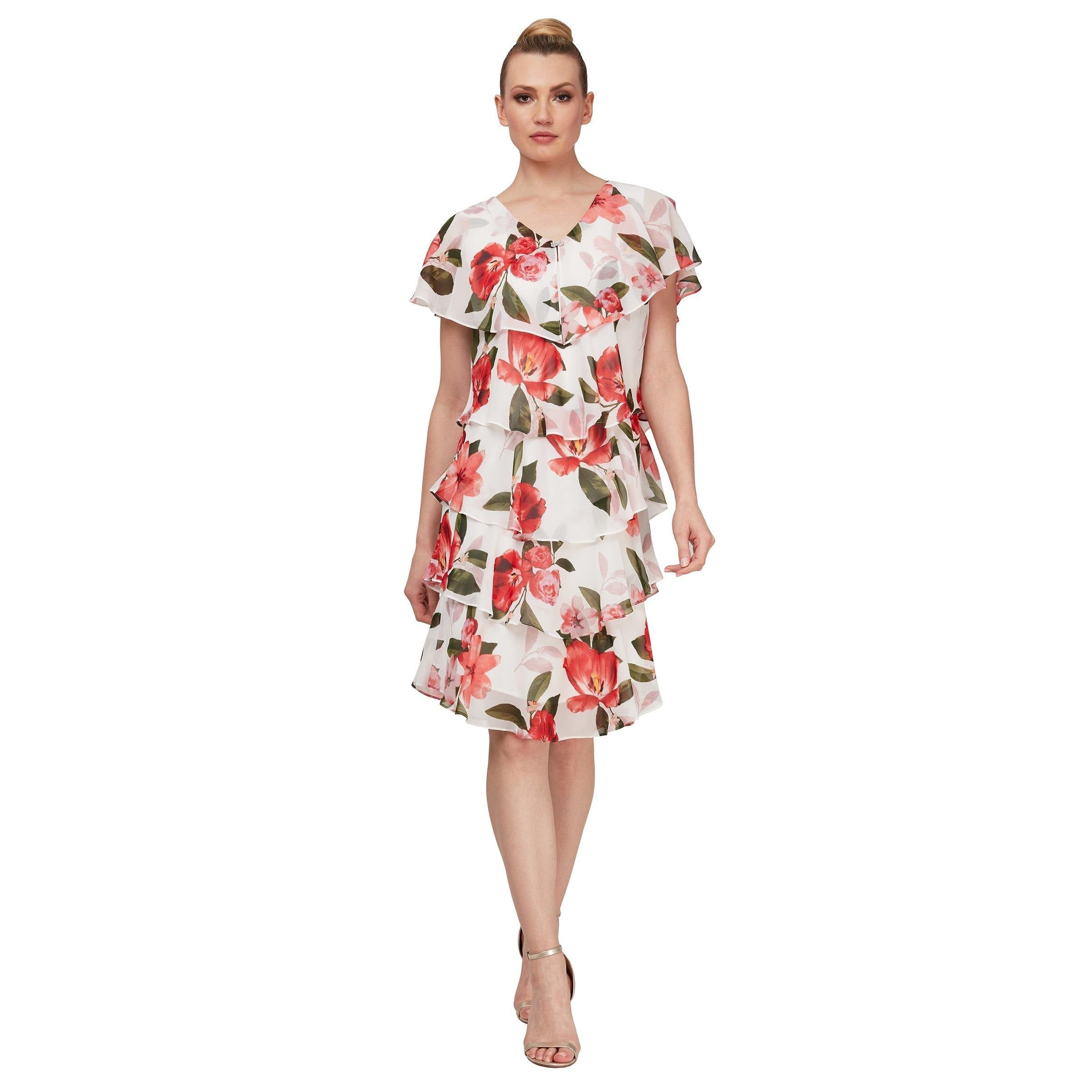 SL Fashions Short Print Cocktail Dress 9171698 - The Dress Outlet