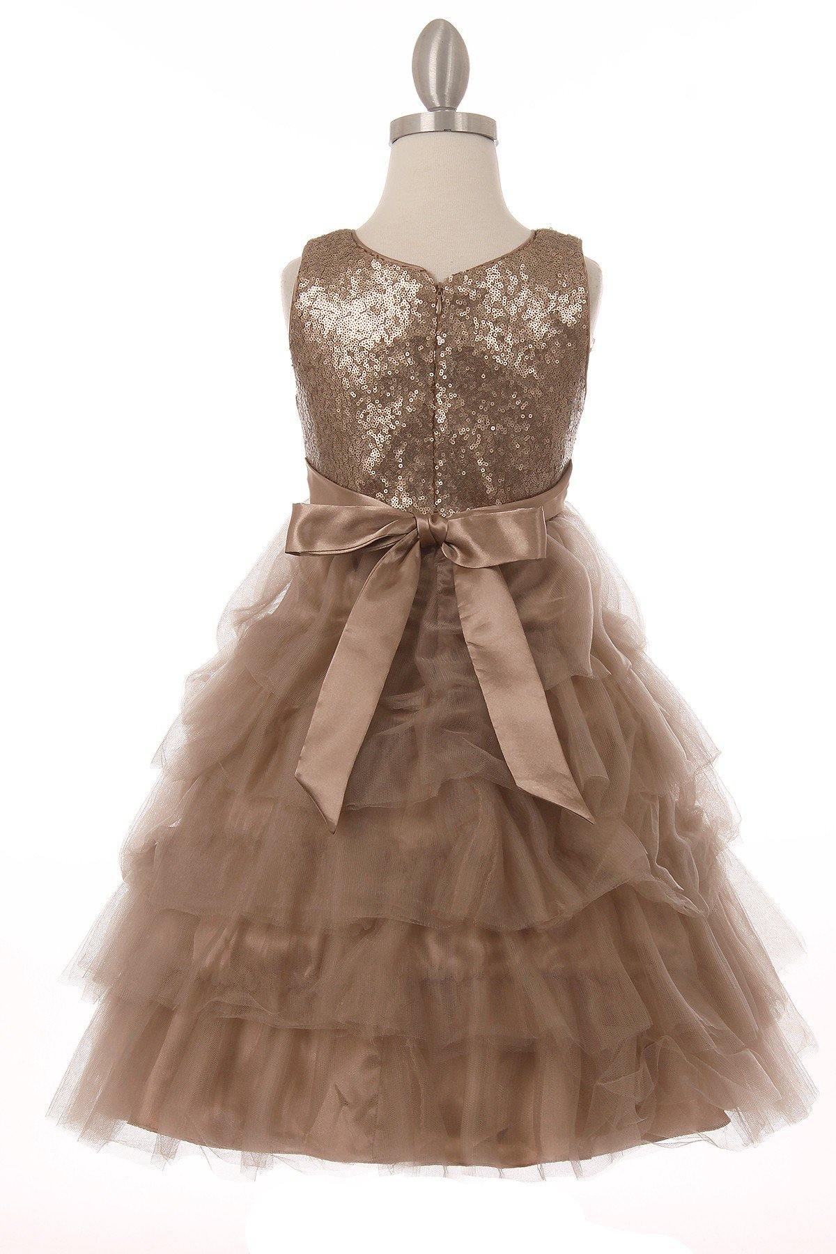 Sleeveless Beaded and Layered Flower Girl Dress - The Dress Outlet Cinderella Couture