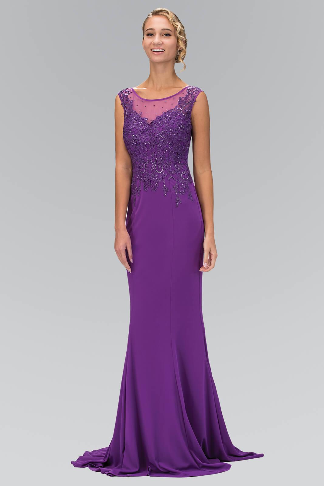 Sleeveless Rome Jersey Long Prom Dress Formal - The Dress Outlet Elizabeth K