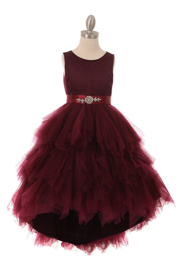 Sleeveless Satin High Low Flower Girls Dress - The Dress Outlet Cinderella Couture