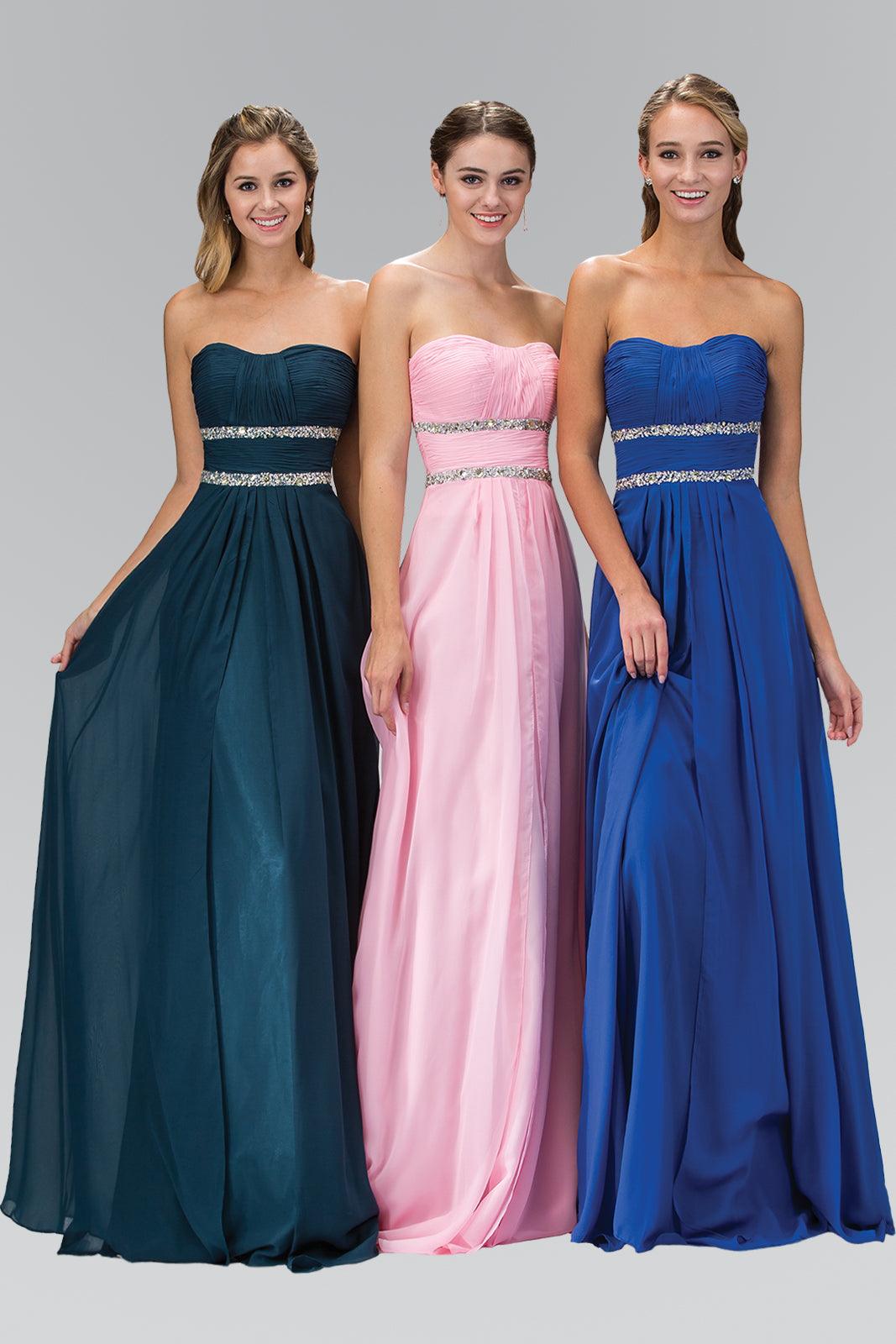 Strapless Long Prom Chiffon Dress Formal - The Dress Outlet Elizabeth K