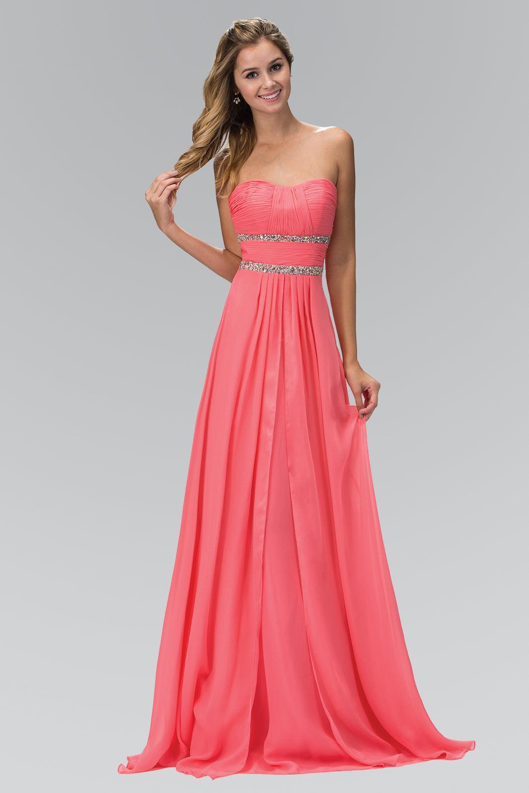 Strapless Long Prom Chiffon Dress Formal - The Dress Outlet Elizabeth K