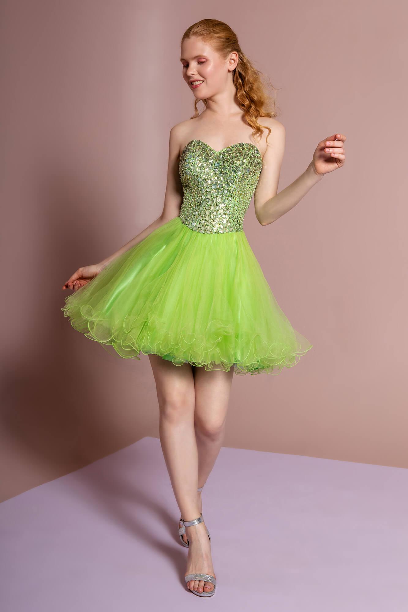 L. Green Sweetheart Short Prom Dress Homecoming