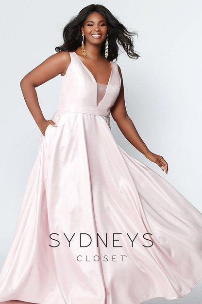 Sydneys Closest Long Plunging V-Neck Plus Size Formal Prom Dress - The Dress Outlet Sydneys Closet