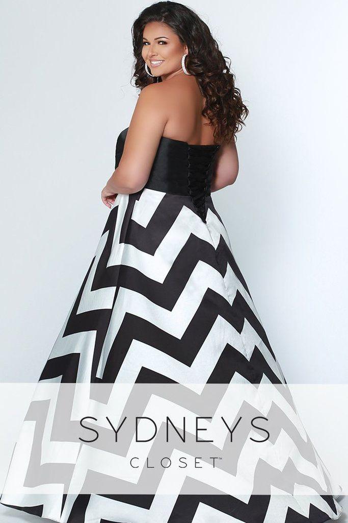 Sydneys Closet Long Chevron Print A-Line Skirt Plus Size Prom Dress - The Dress Outlet Sydneys Closet