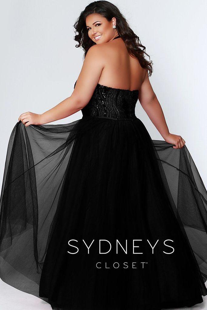 Sydneys Closet Long Halter Neck Plus Size Prom Dress - The Dress Outlet Sydneys Closet