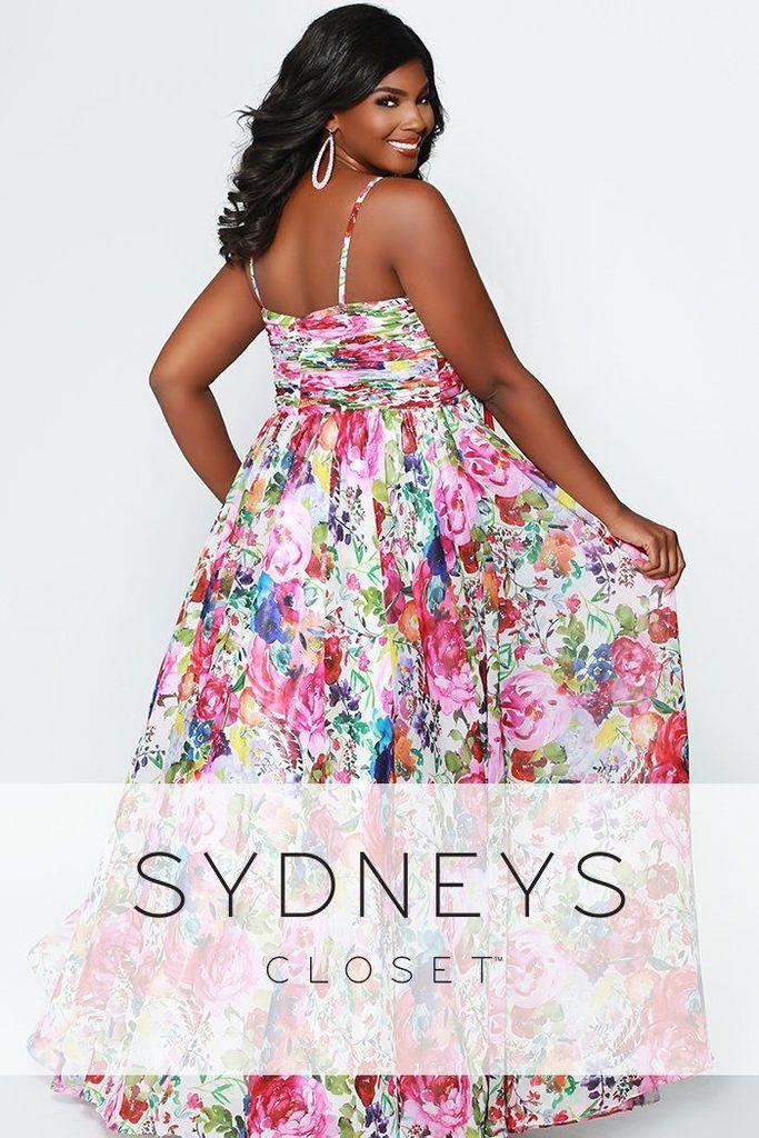 Sydneys Closet Long Sleeveless Floral Plus Size Prom Dress - The Dress Outlet Sydneys Closet