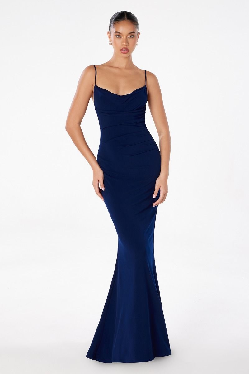 Prom Dresses Prom Long Fitted Evening Formal Dress Navy
