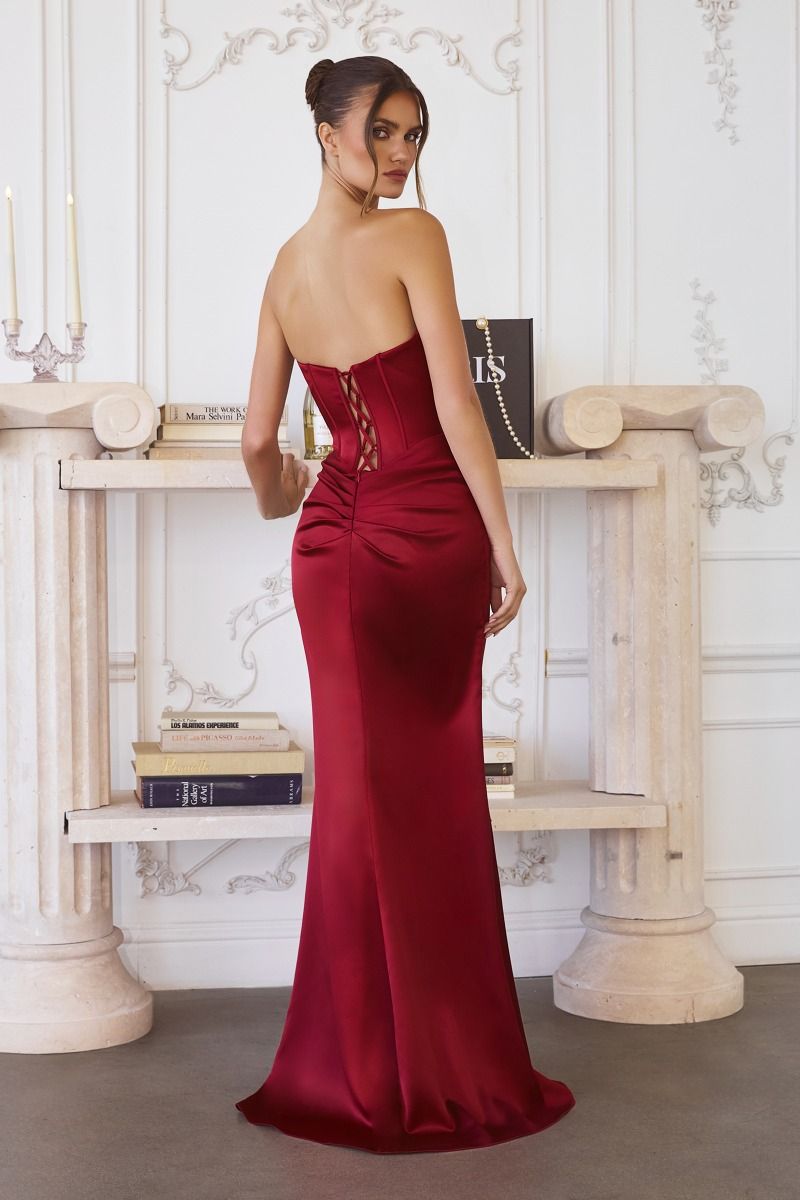 Prom Dresses Long Formal Fitted Evening Prom Dress Deep Red
