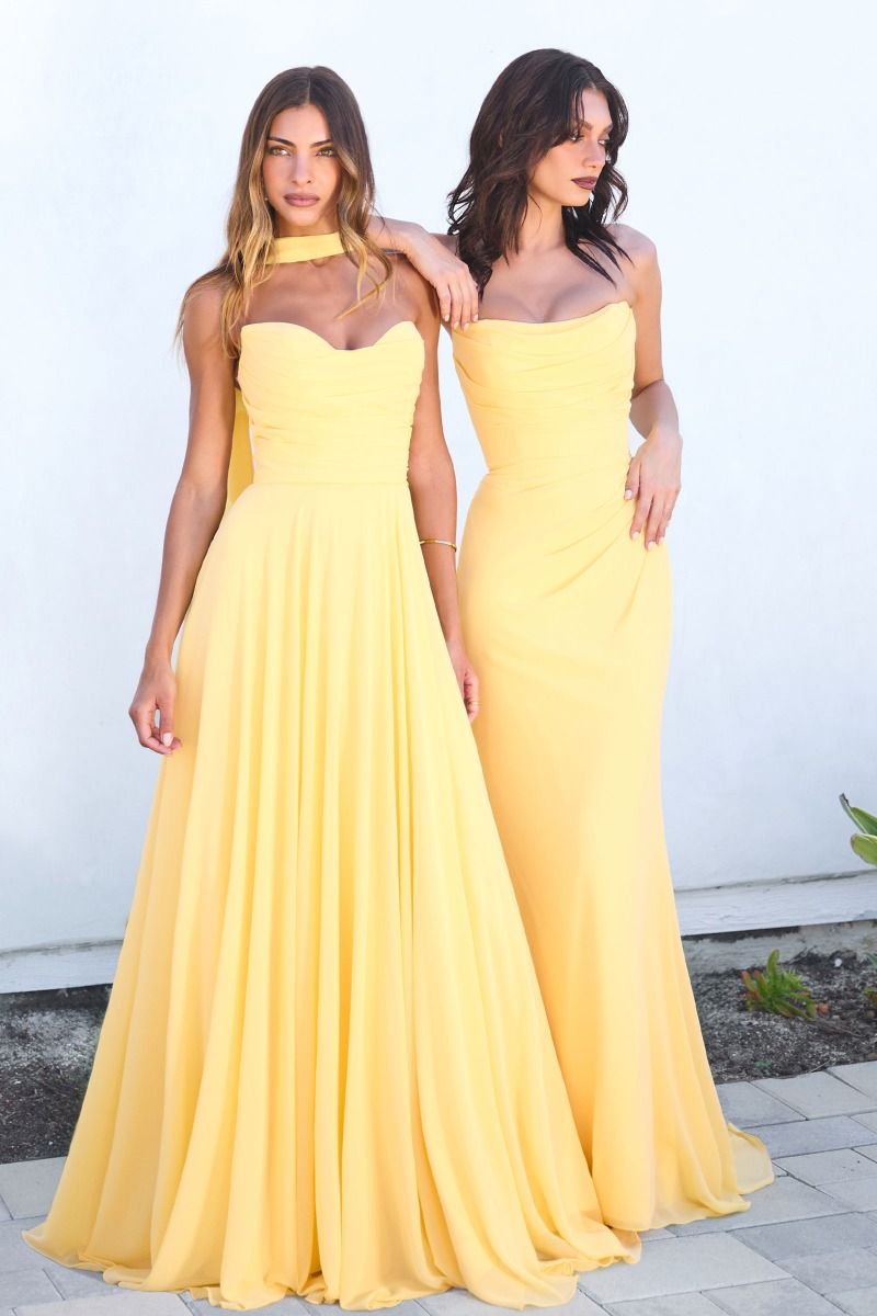 Formal Dresses Long A Line Formal Dress Light Yellow