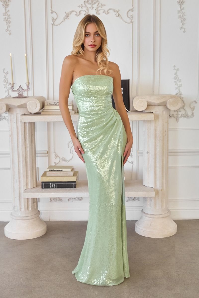 Prom Dresses Long Fitted Sequin Formal Prom Dress Amoris T724 Sage