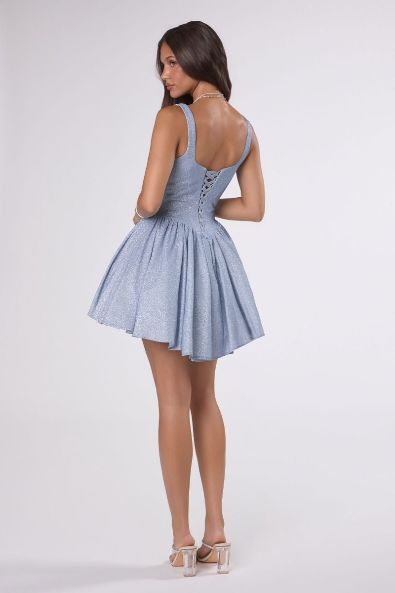 Square Mini/Short Glitter/Metallic Cocktail Fit & Flare Amoris T738