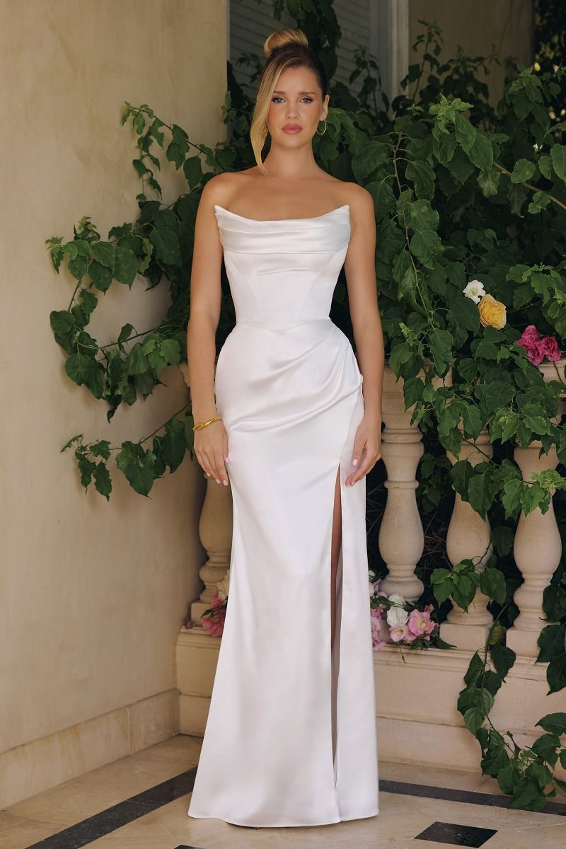 Wedding Dresses Long Bridal Fitted Wedding Dress Off White