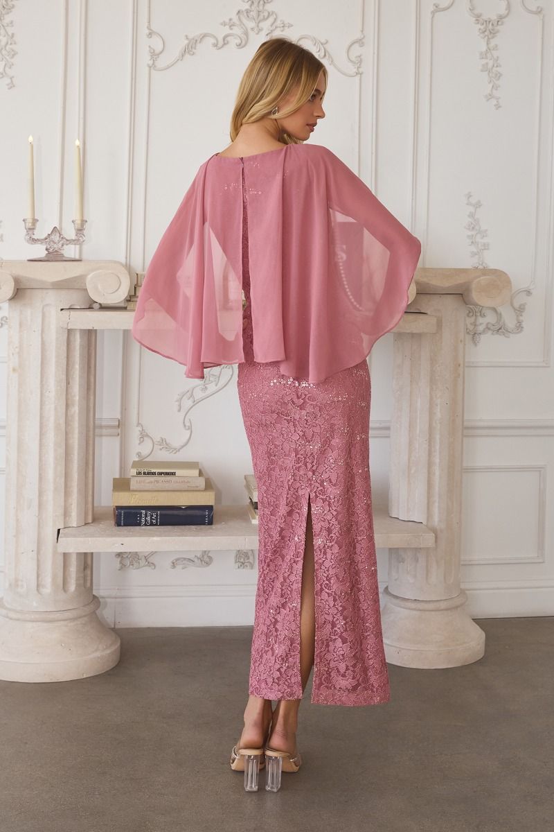 Mother of the Bride Dresses Long Formal Sequin Lace Mother of the Bride Dress Amoris T906 Dusty Rose