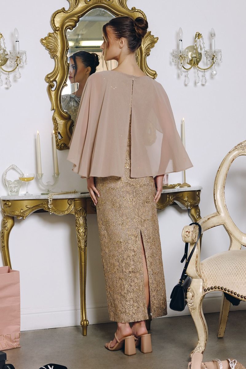 Mother of the Bride Dresses Long Formal Sequin Lace Mother of the Bride Dress Amoris T906 Mocha