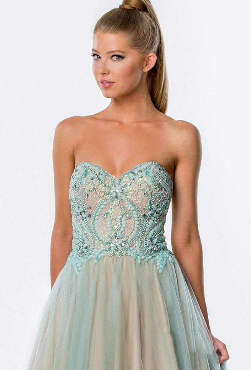 Prom Dresses Long Ball Gown Layered Formal Prom Dress Mint Nude