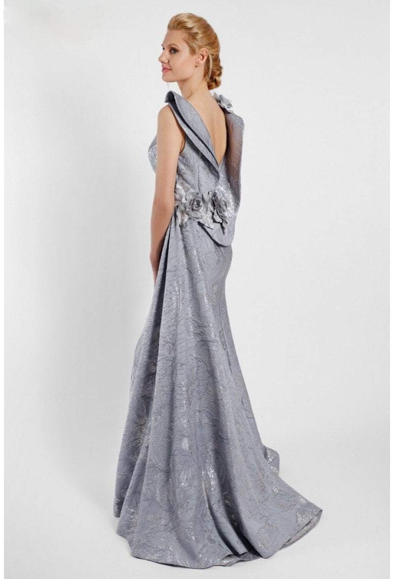 Prom Dresses A Line Lace Long Formal Floral Ruffle Prom Dress Sliver
