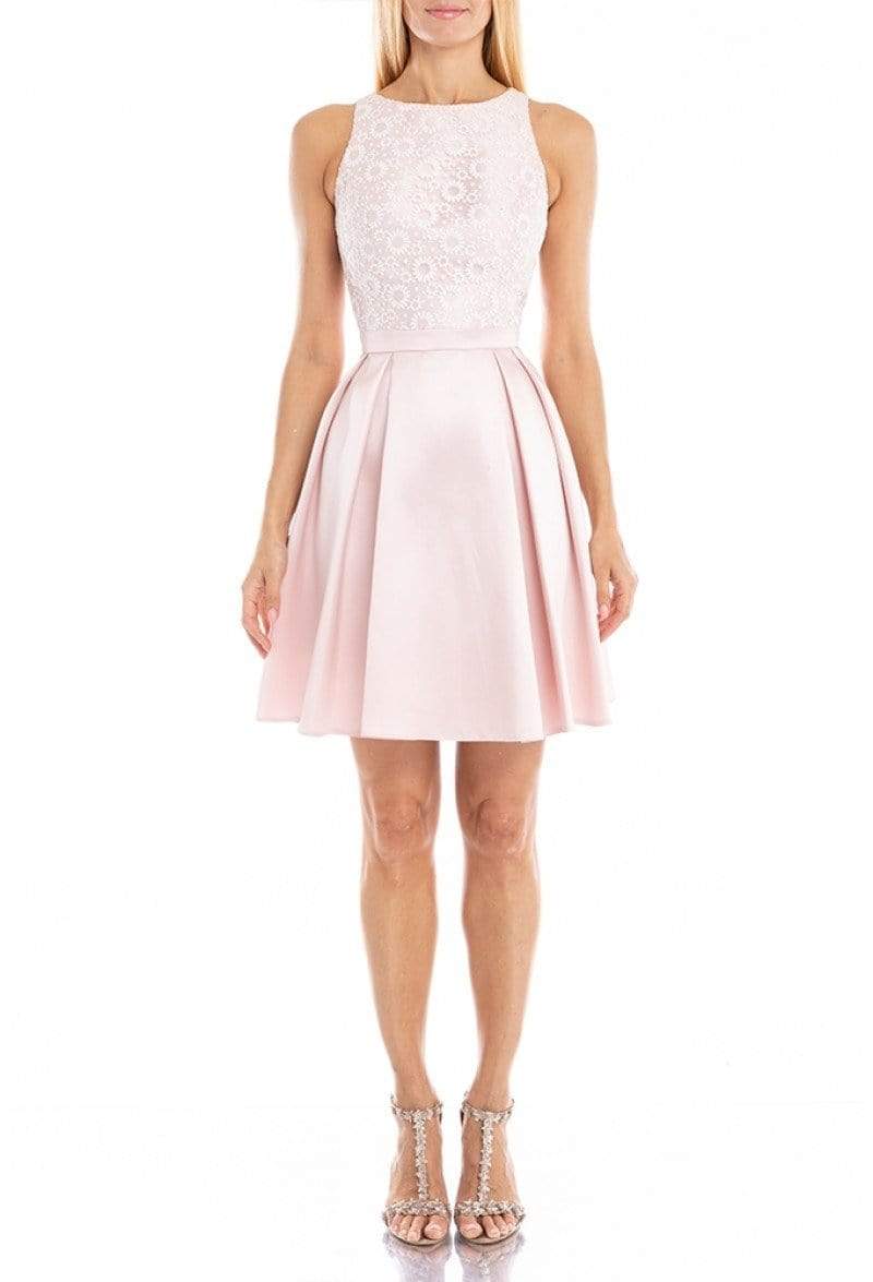 High-Neck Mini Short Satin Cocktail A-Line Terani Couture 1821H7914