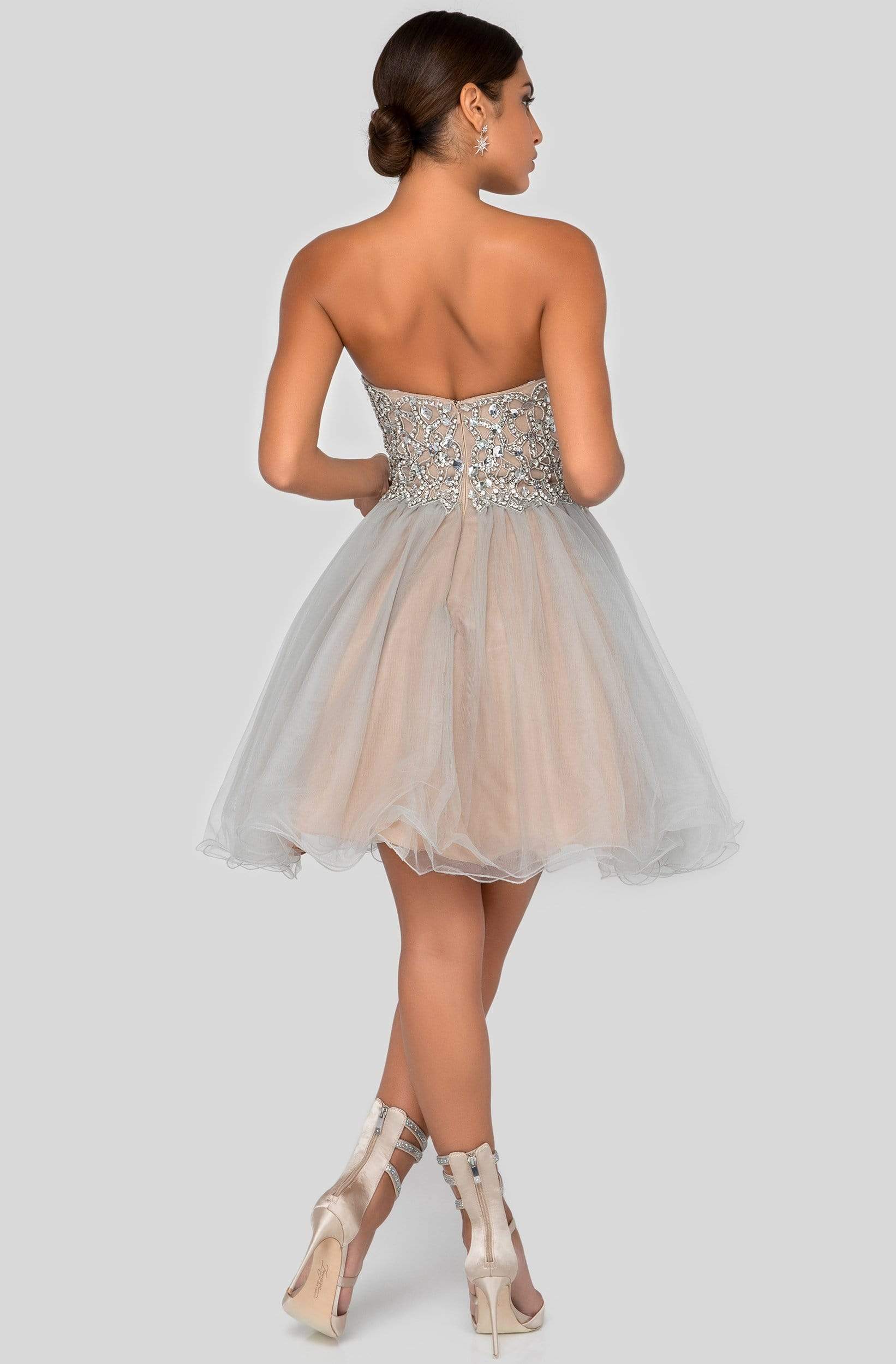 Strapless Straight Neck Mini/Short Tulle Cocktail A-Line Terani Couture 1911P8016