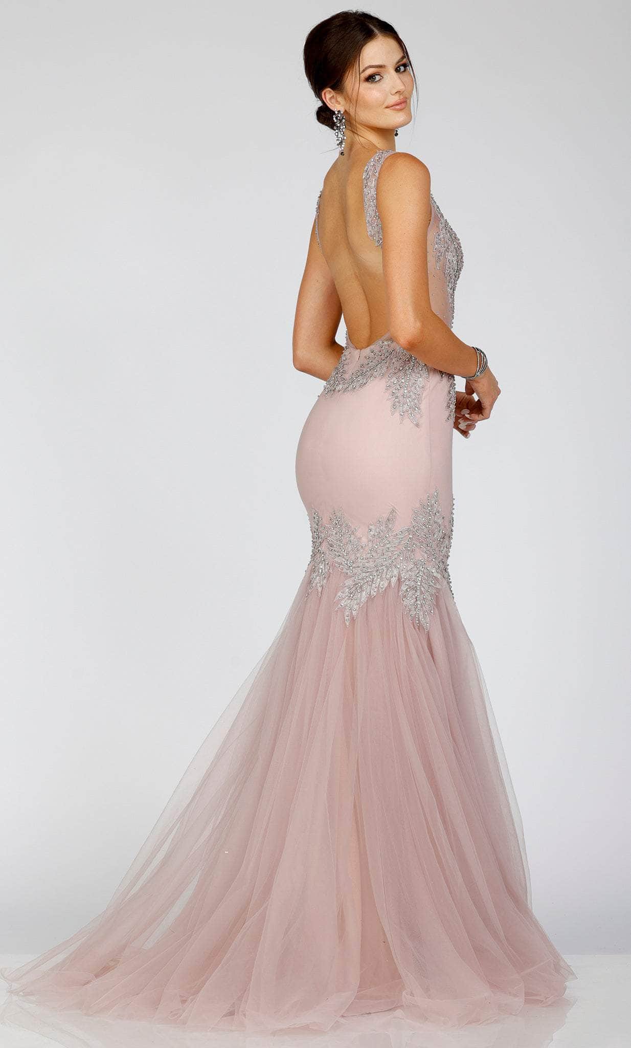 V-Neck Floor-Length Tulle Prom Mermaid Terani Couture 231P0189
