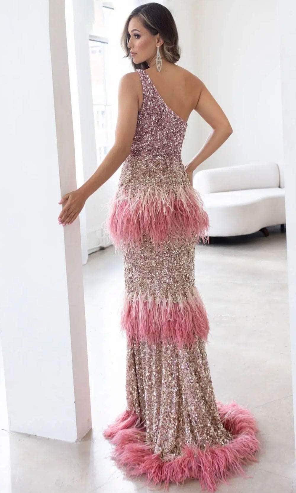 Formal Dresses Glittered Long Formal Evening Dress Rose Gold