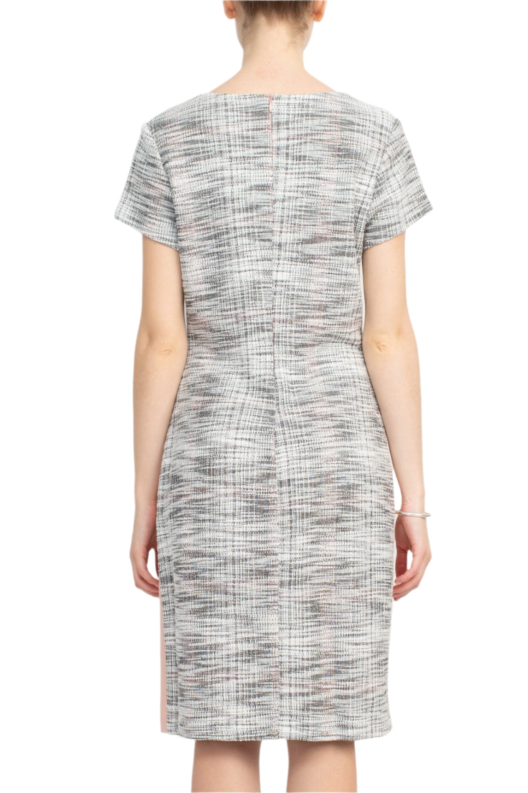 Blush Scoop Neck Knee-Length Knit Casual Cocktail Short Sleeve Sheath Dress Connected Apparel TPX97787M