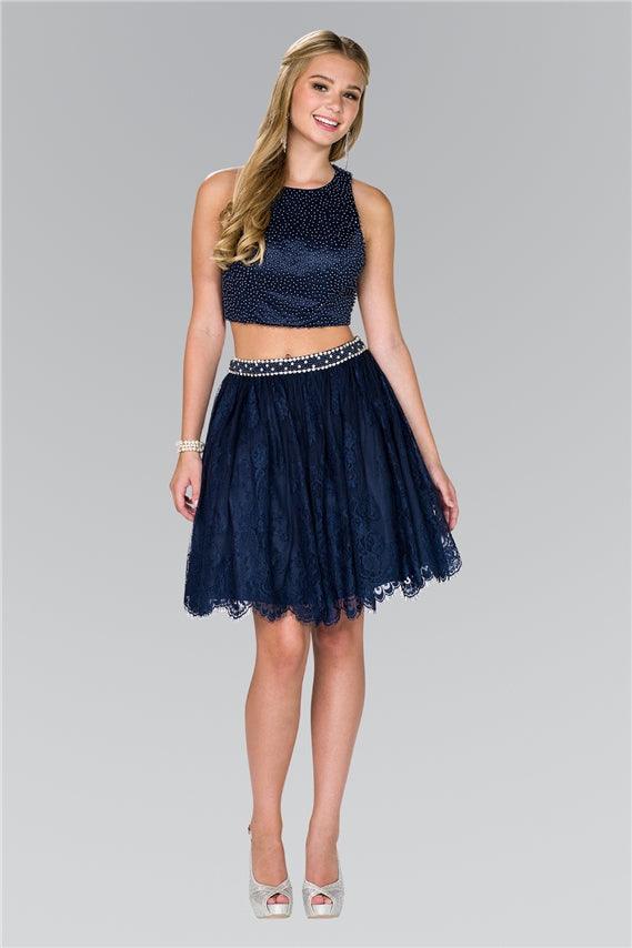 Two Piece Prom Dress Formal Cocktail - The Dress Outlet