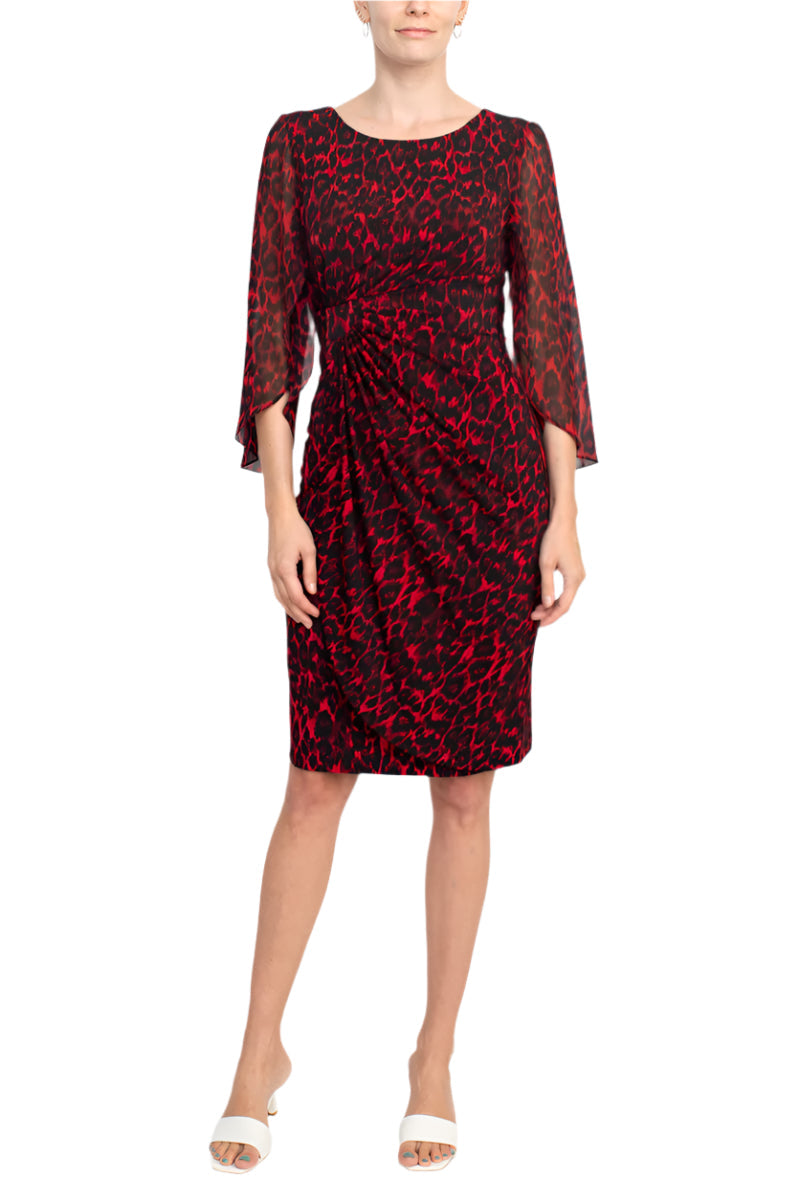 Cocktail Dresses Short Multi Print Cocktail Dress Red