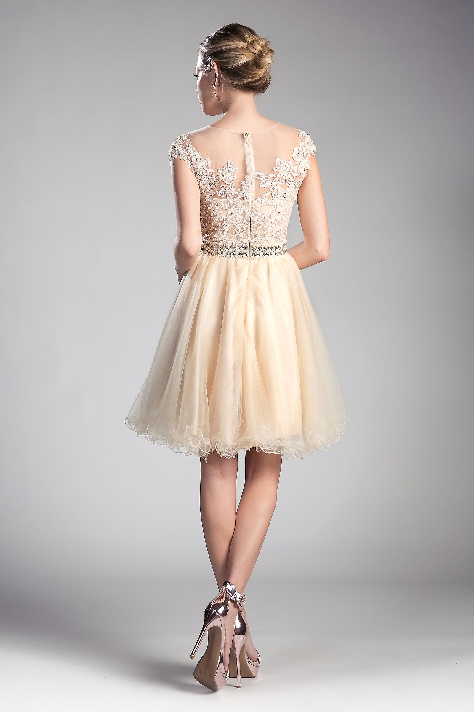 Cocktail Dresses Mini Beaded Short Cocktail Dress Mocha