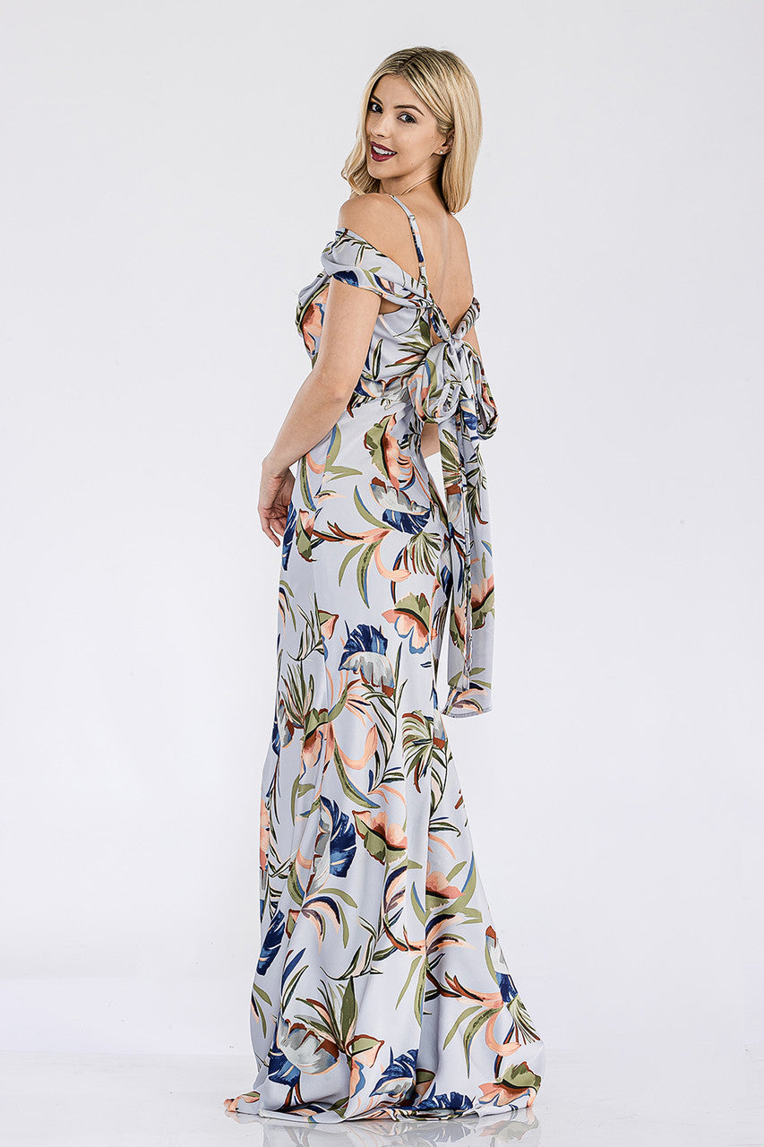 Formal Dresses Long Prom Formal Fitted Print Dress Lenovia 5306 Blue Multi